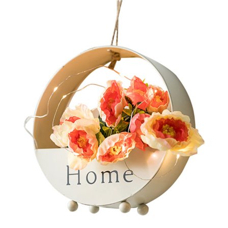 Jern Rund Hængende Plantepotte Væghængt Blomsterkurv Planter Blomster Planteholder til Væg Hylde Hjem Have Dekoration