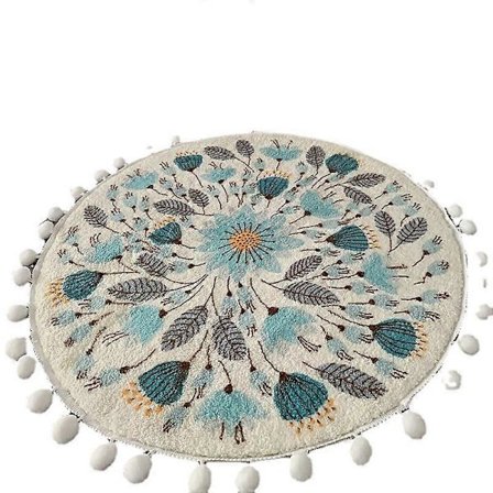 Liten Rund Matte 60 cm Rund Søt Baderomsmatte Frynse Blomstrete Væ...