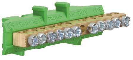 Hager KM11E Jordplint 60 A, mässing 5x16 + 6x10 mm², Elfördelning & strömförsörjning