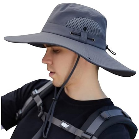 Aurinkohattu Anti-UV UPF 50+ Ulkoilu Kalastushattu Leveä Lieri Kalastus (Harmaa)