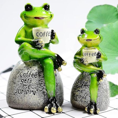 Haveornamenter til haven, udendørs, 2 stk. vandtætte harpiksfrøer, havefigurer til dekoration af græsplæne, gårdhave og have, indendørs og udendørs 