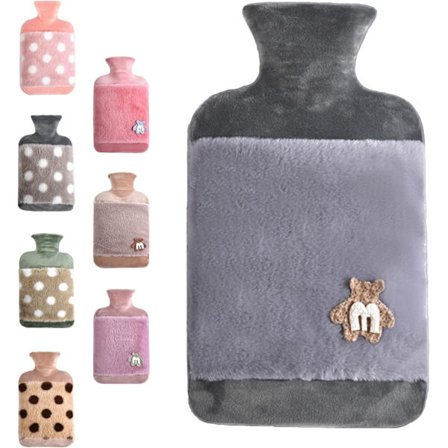 Varmtvannsflaske med trekk, 20L stor gummivarmtvannsflaske for å lindre menstruasjonssmerter, nakke, skulder, magesmerter, varme hender og føtter