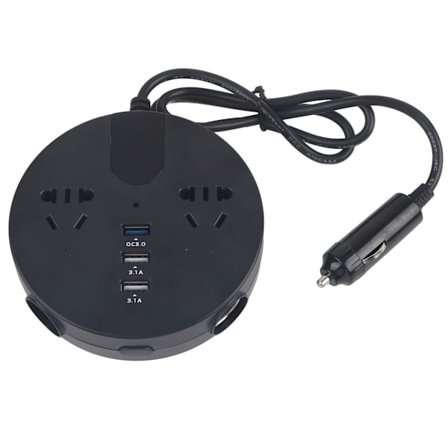 150W Strømkilde Inverter 12‐24V til 220V Biladapter LED Digital Display Bilinverter Sort