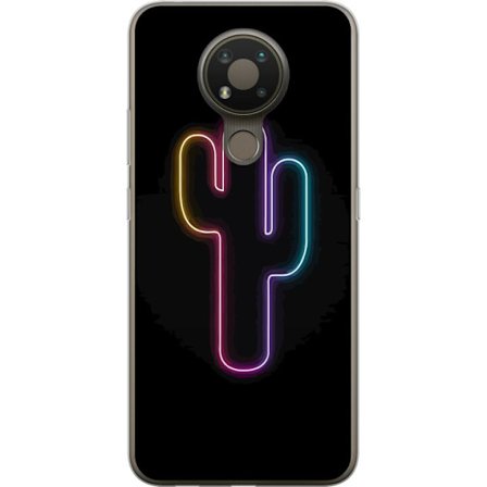 Yhteensopiva Puhelinkuori Nokia Nokia 3.4 Neonpiirros kaktuksista vaaleanpunaisessa ja sinisessä valossa tummaa taustaa vasten