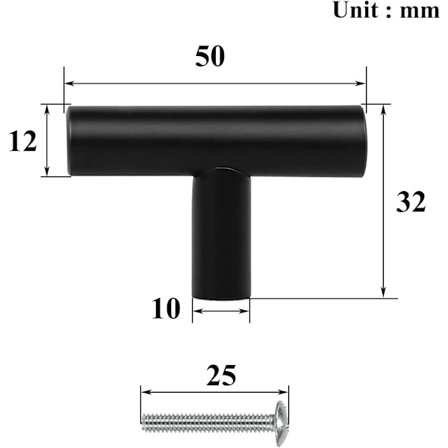 Skap knotter, 10 stk svart rustfritt stål skapdør håndtak