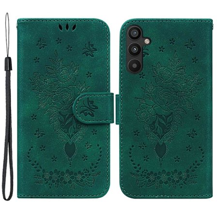 Kompatibel med Samsung Galaxy A34 5G Präglat Ros Innerhölje Magnetisk Stängning Plånboksfodral med Ställ