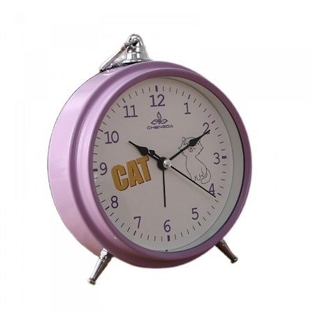 5,6 tommers enkel metall stille nattbord vekkerklokke med lysende søt klokke for studenter, barn og voksne (lilla)