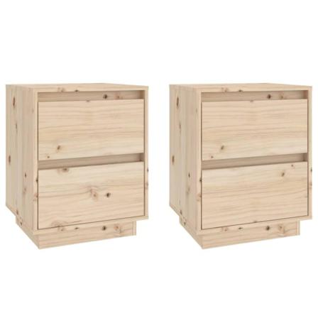 Vidaxl Sängbord 2 St 40x35x50 Cm Massiv Furu Brun
