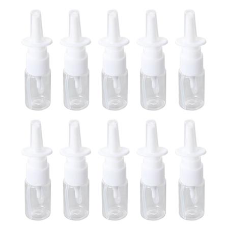 10 stk. 10 ml bærbar næsesprayflaske Rhinitis genopfyldelig fin tåge tomme sprayflasker (10M gennemsigtig flad skulderflaske + 18R direkte injekti
