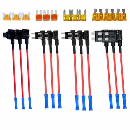 4 typer af 12V Add-a-Circuit-adaptere og sikringssæt - Sikringstap-sikringholder med MICRO2 Mini Low Profile Tap-adapter