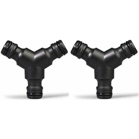 Plast 3-vägs slangdelare (hane) Y-koppling för trädgårdsslang 2-pack