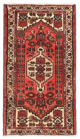 Hand Knotted Persian Hamadan Rug 68X120 Dark Red/Black