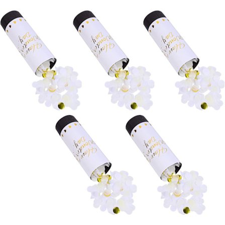 Konfettikanon, Handhållen Konfettikanon Rör Bröllop Konfetti Dekoration Tillbehör Bröllop Kanon 5st (Vit, 11cm)