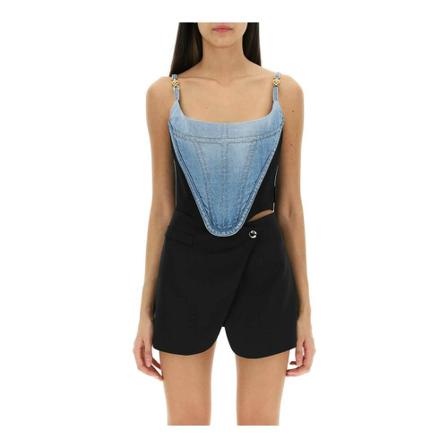 Versace Sleeveless Tops Blå, Dame