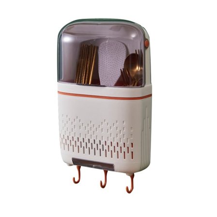 Keittiön ripustettava teline, ruostumaton, vedenpitävä, lokeroitu säilytys, aterinteline kannella, valkoinen