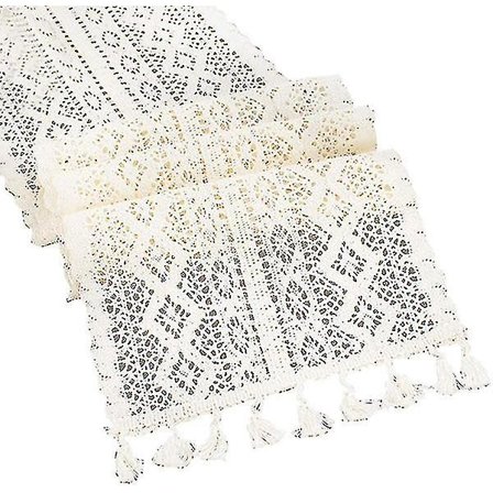 Macrame bordslöpare, bomull virkad vintage bordslöpare med tofsar, för bröllop matbord, bohe