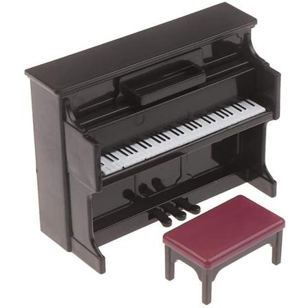 Miniatyyripiano malli tuolilla 1/12 mittakaava nukketalo Musica