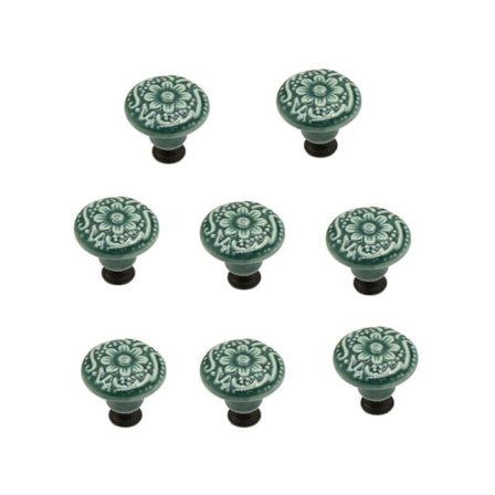 /NN/8 grønne keramiske knopper, vintage skabsdørknopper, skuffeknopper, keramiske dørknopper, skuffeknopper, kommodeknopper, sæt med skuffehåndtag[CO]