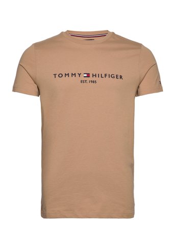 Tommy Logo Tee T-shirts Short-sleeved Beige Tommy Hilfiger*Betinget Tilbud