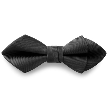Černý rypsový předvázaný motýlek s diamantovou špičkou pro muže - Předvázané motýlky