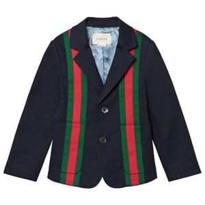 Kids - Gucci Navy Gabardine Blazer with Contrast Web Inserts 4 years - Coats and jackets - 4 years - Navy