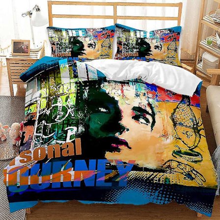 Hip Hop -sarjan peittopussilakanasetti, kodintekstiili, kolmiosainen setti Q