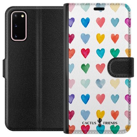 Yhteensopiva Lompakkokotelo Samsung Samsung Galaxy S20 Cactus and Friends - Watercolor Love Grid