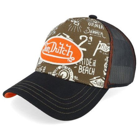 Von Dutch - Brun trucker Keps - Oval Patch Black/Dark Green Trucker @ Hatstore