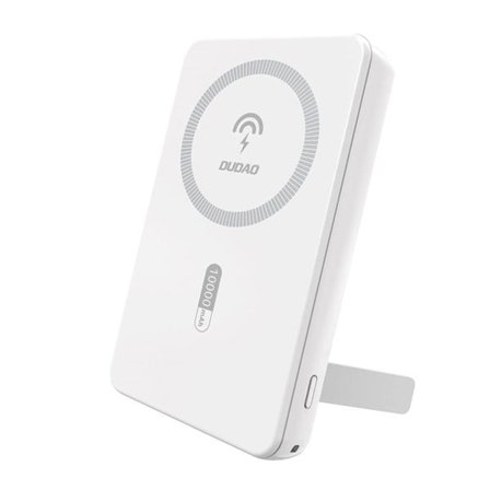 Dudao Powerbank telineellä 10000mAh 20W USB, USB-C ja MagSafe - valkoinen