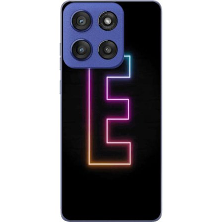 Yhteensopiva Puhelinkuori Motorola Edge 60 Stylus Minimalistinen neonkirjain E kirkkaissa väreissä tummaa taustaa vasten modernissa ja tyylikkääss