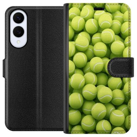 Kompatibel Tegnebogsetui til Samsung Samsung Galaxy S25 Edge Mønster af grønne tennisbolde i høj detalje, sporty motiv med gentagende tekstur og st