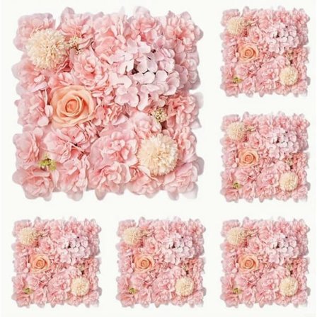 OBOSOE 6 kpl Keinotekoisten kukkien paneeleja - 38x38 cm Ruusutausta vaaleanpunaisena, häätaustan koristelu