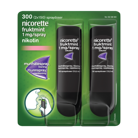 Nicorette 1 mg/dose munnspray, Fruktmint, 300 doser