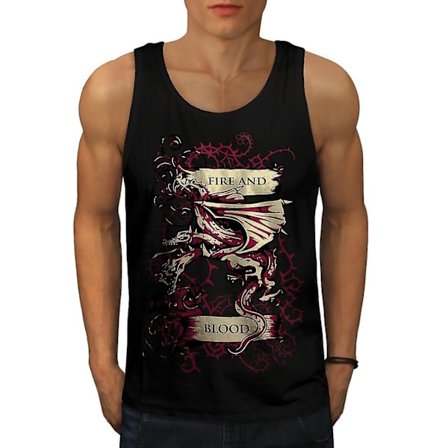 Fire And Blood Fantasy Men Blacktank Top