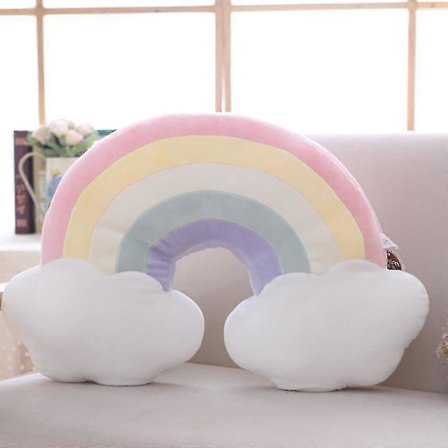 Plush Sky Pillows Candy Color Rainbow Cloud Star Moon Cushion Seat Throw Pillow Toy For Kid Gift Home Living Room Office Decor-Good (FMY)