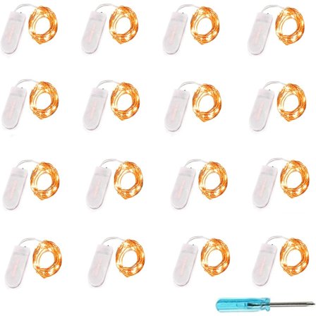 16 Pakk Orange Fe-lys (Batterier Inkludert) 10.2FT 30LEDs Fi