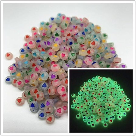 300 st självlysande akrylpärlor Svarta bokstäver Glow In The Dark Bulk Beads Alfabet Runda Lösa Pärlor För Armband Halsband(D)