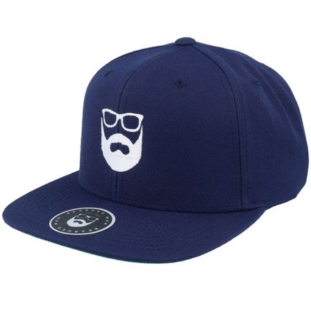 Bearded Man - Blå snapback Keps - Logo Navy/White Snapback @ Hatstore