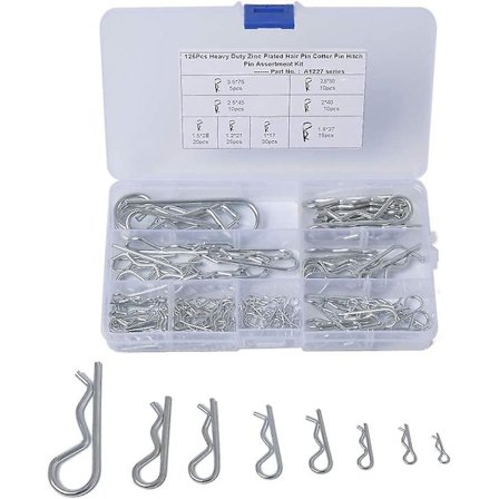 Kryc-125pcs R-form cotter pin sæt nøgler split r 8 størrelser traktor fyr clips plast støvle sortiment cotter kit pins