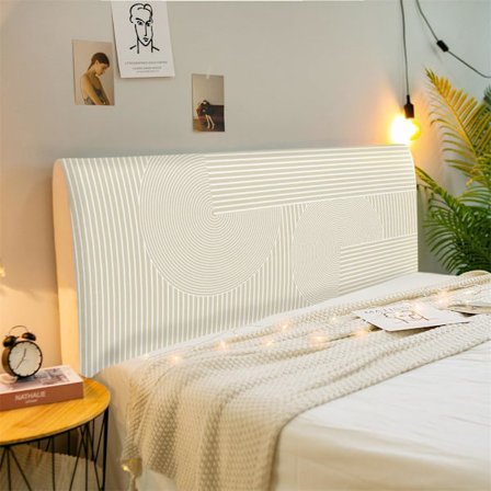 (100cm, Nordic Lines 8) Stretch Sänggavelöverdrag, Sänggavel Skydd, Mjukt och Ventilerande Tvättbart Sänggavelöverdrag för Enkel Dubbel King Size 