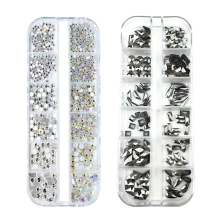 Crystal Rhinestones, 3D-stenar med platt baksida för nagel