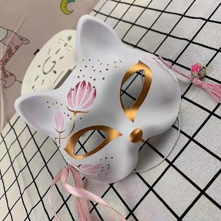 Fox Cosplay Mask Half Face Cat Mask Til Julefest Kostume Japansk Kitsune Mask Kabuki Masquerade Cat