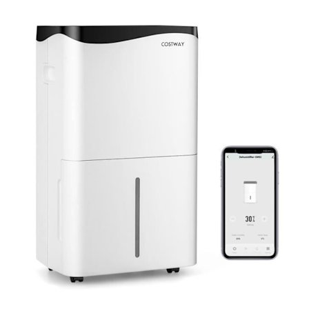 COSTWAY Luftaffugter 5 i 1 50 L/Dag APP kontrol til 60m2 Plads tørretumbler LED Touch Screen Sleep Mode Timer