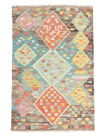 102X151 Alfombra Kilim Berber Style Moderna Verde/Marrón (Afganistán) Carpetvista