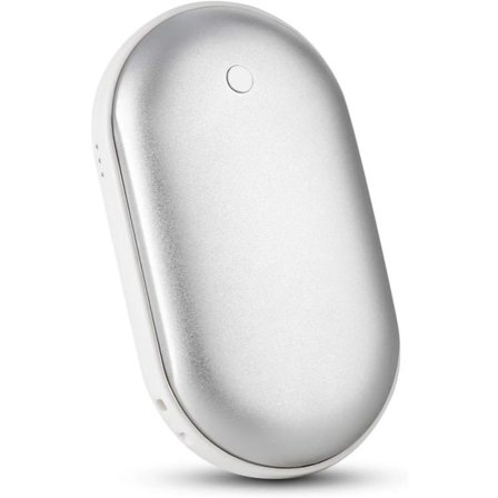 Håndvarmer Opladbar, 5200mAh Elektrisk Bærbar Dobbeltsidig Håndvarmer/Telefonoplader, Sikker Varmeterapi Smertelindring