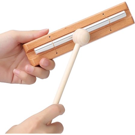 Handklocka meditationsklocka, lärarverktyg påminnelse stämningsenergi klocka musikinstrument med klubba för klassböner yogamusikpresent (ton 1)