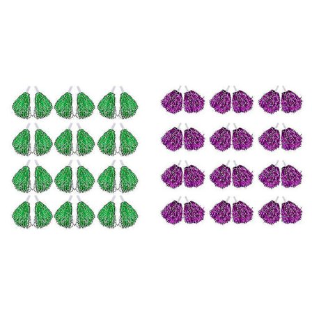 48 st Cheerleading Pom Poms Metallisk Folie Cheer Pom Poms Med Plasthandtag, 24 st Lila & 24 st