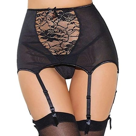 Kvinners høye midje blondebelte (svart, midjemål 56-86),