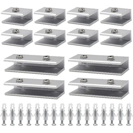 Glasklämma, 12 st glasfästen glasgångjärn aluminium glashyllstöd fast glasklämma hylla adaptiv 6-8mm