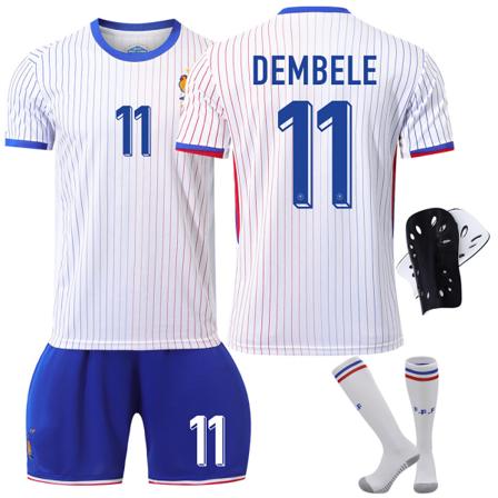 Frankrike 2024 drakt fotballdrakt UEFA Euro utgave hjem barn voksen sett nr.11 DEMBELE With socks+protective gear 24